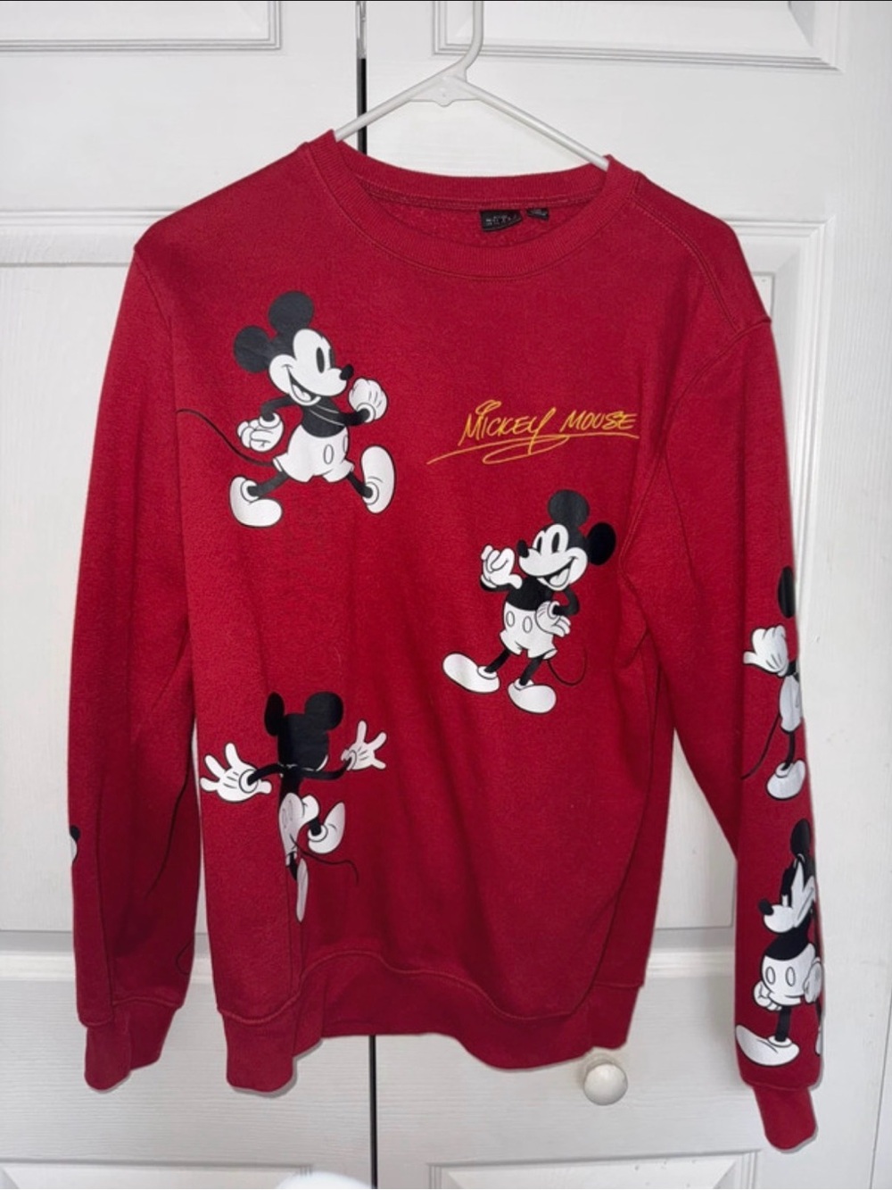 Disney Red Mickey Mouse Crewneck Sweatshirt